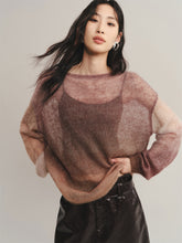 Women's Ombre Mohair Lantern-Sleeve Sweater